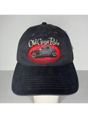 Old Guys Rule Hot Rod Car Hat Adjustable Strapback Baseball Cap Men's Gray